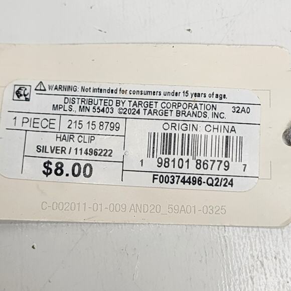 Target Universal Thread Set of 4 Silver Colored Plastic Butterfly Hair Clips NWT - Picture 7 of 7